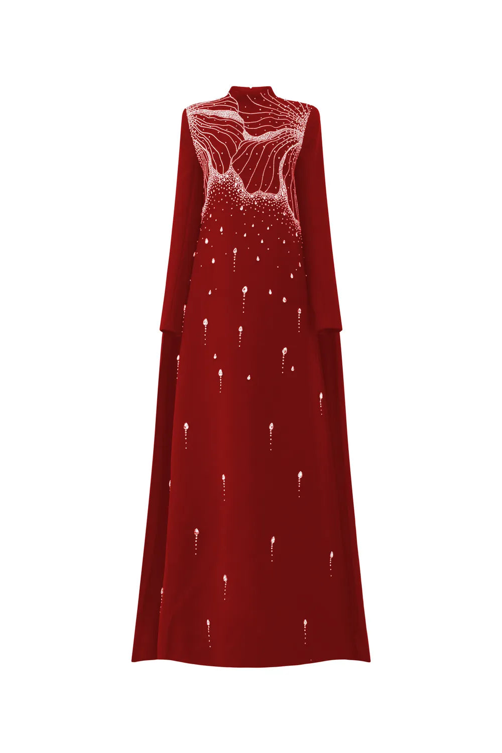 Floral Crystal Embellished Long Back Flap Dress